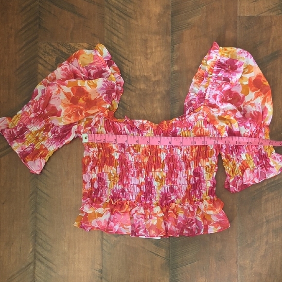 NWT Misa Los Angeles Pink Floral Smocked Top and Skirt Set XS - Picture 4 of 8